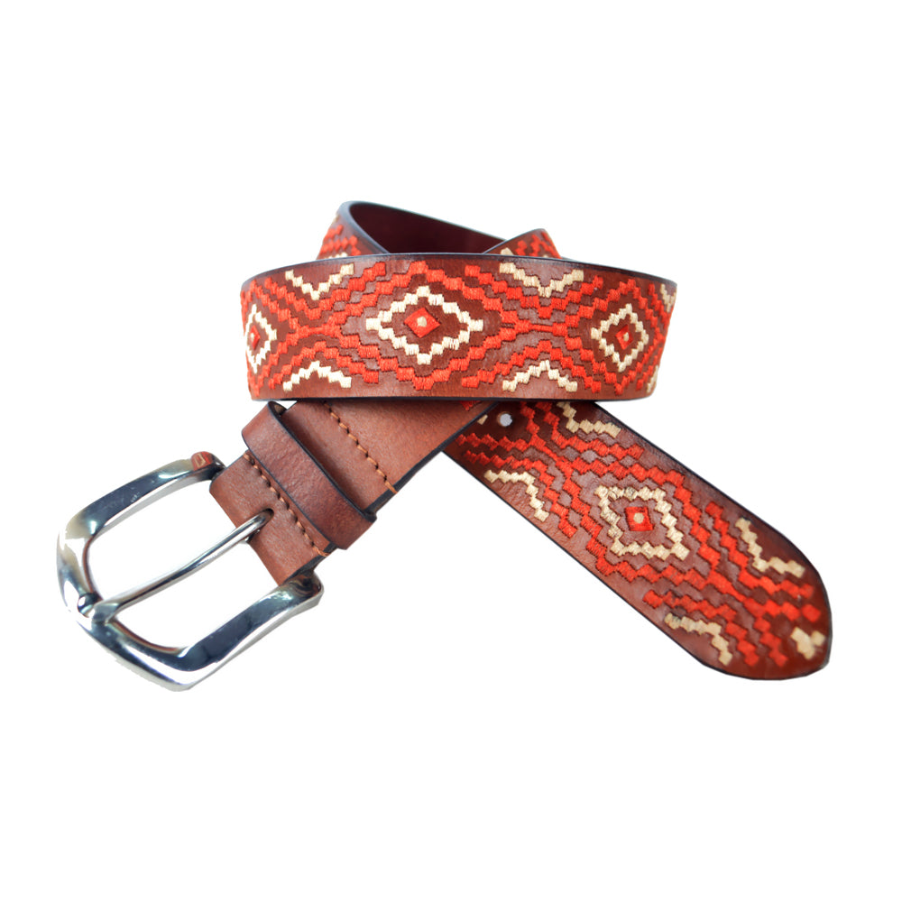 Embroidered Belt_ Aztec Design